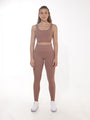Conjunto ALIVAH Avelã — top, legging e short